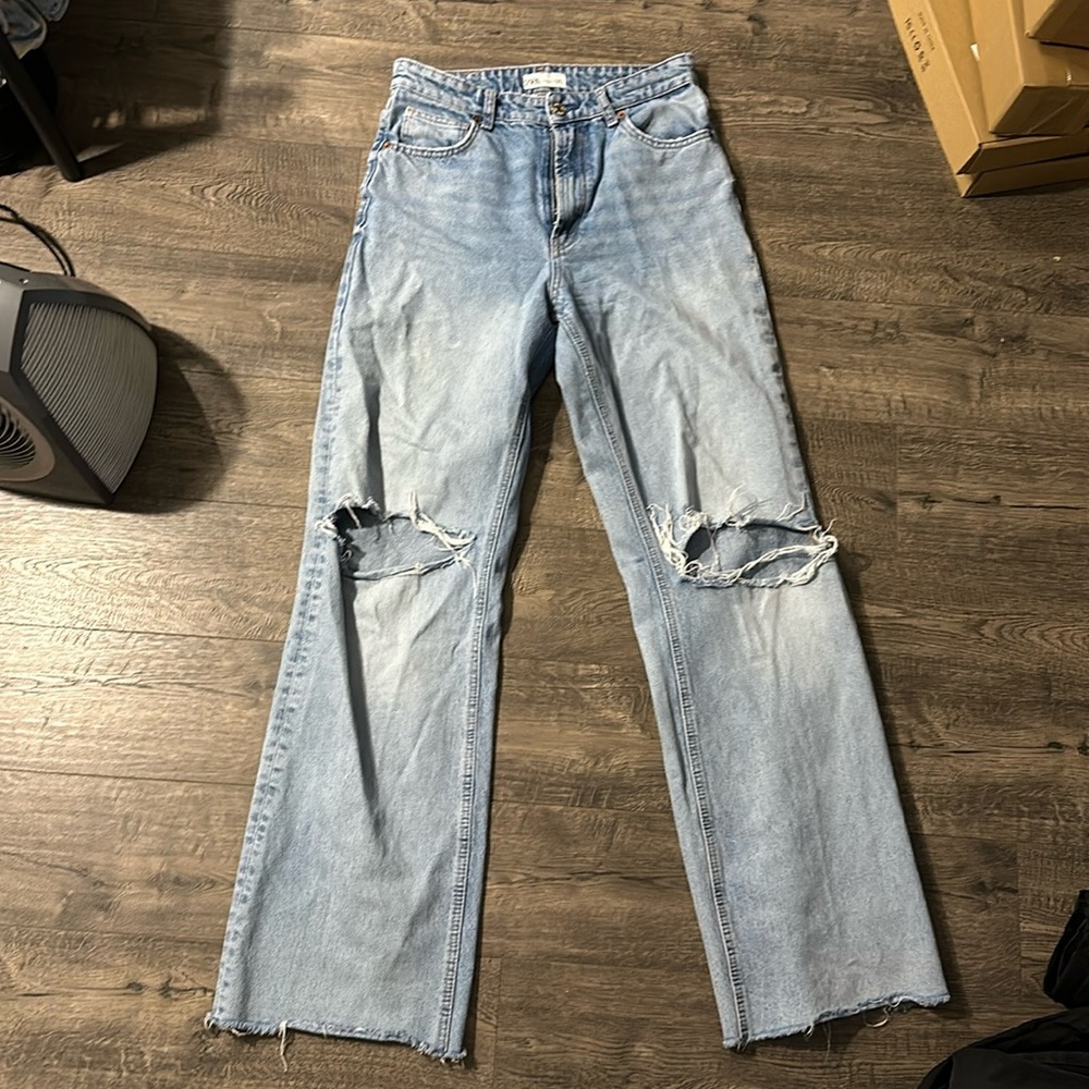 Zara wide leg full length high waisted  jeans